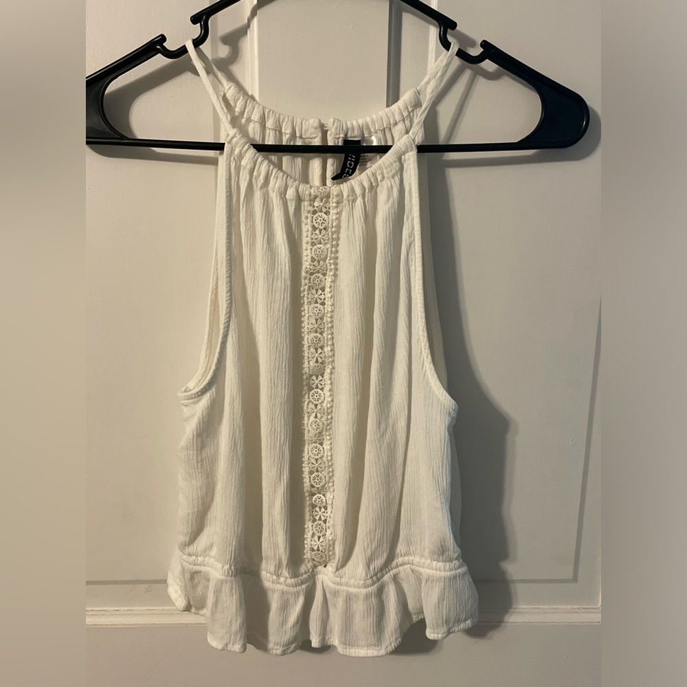 White Lace Detail Women's Top